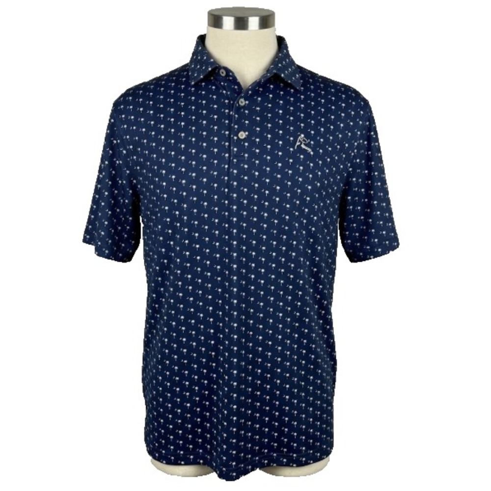 Rhoback Polo Shirt Navy Blue 3XL XXXL Palmetto Moon Print Performance Golf
